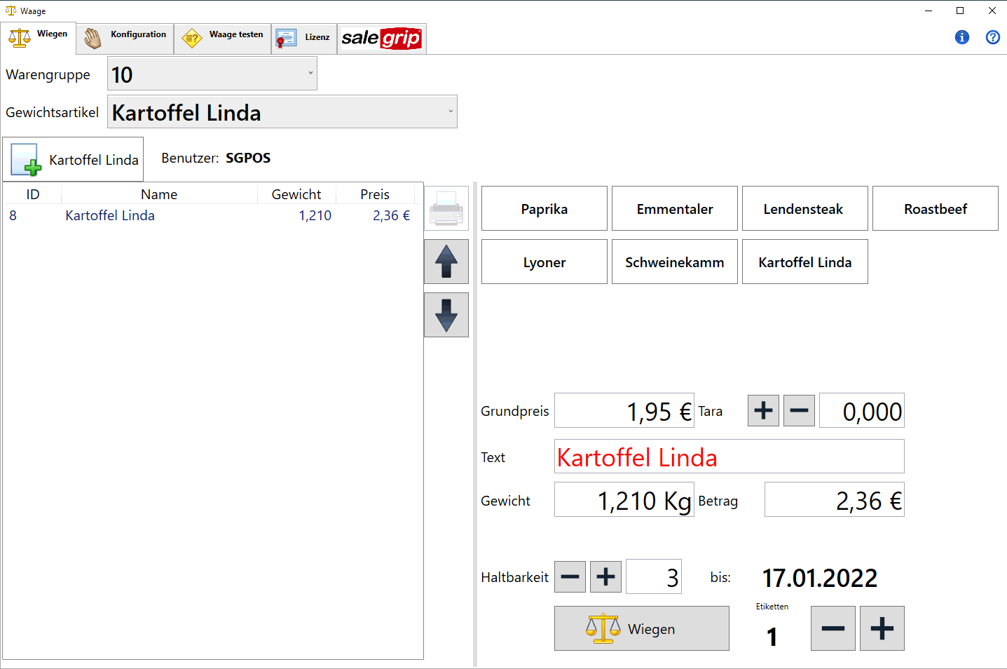 Waagenmodul im Konfigurationsmodus